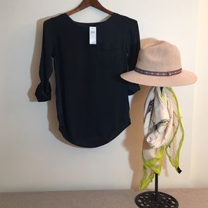 Ann Taylor XSP Navy Blouse with Pocket