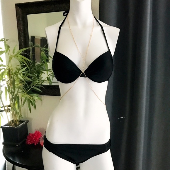 Gold Tone Rhinestone Body Chain Jewelry - Picture 2 of 4