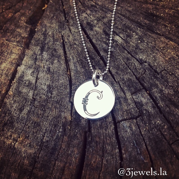 3 Jewels Jewelry - Single Monogram Pendant  ✨Fine Silver✨