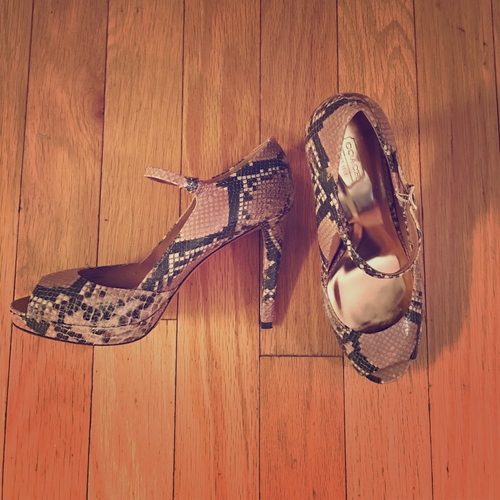 Coach snakeskin platform heels