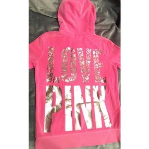 PINK VS Hott Pink Velour Hoodie 💕
