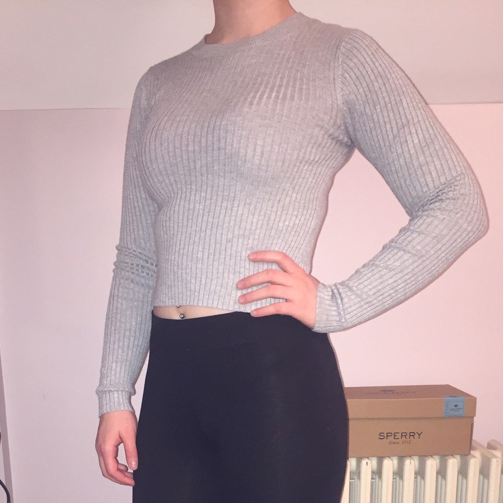 Cropped rib long sleeve