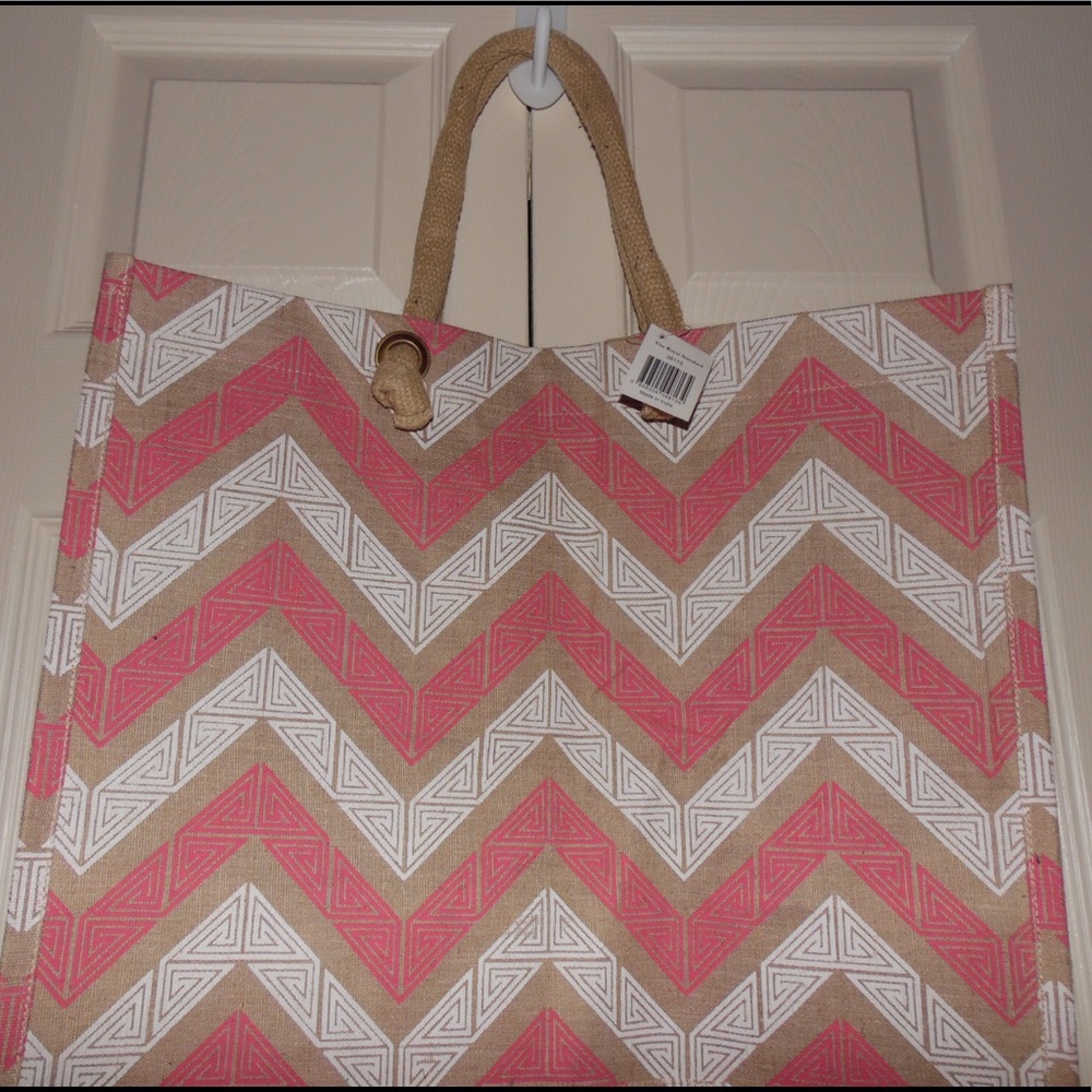 The Royal Standard pink and white chevron tote