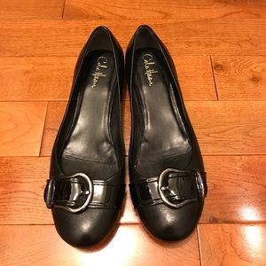 Cole Haan black flats with buckle