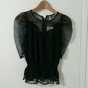 NWT! A'GACI black lace blouse