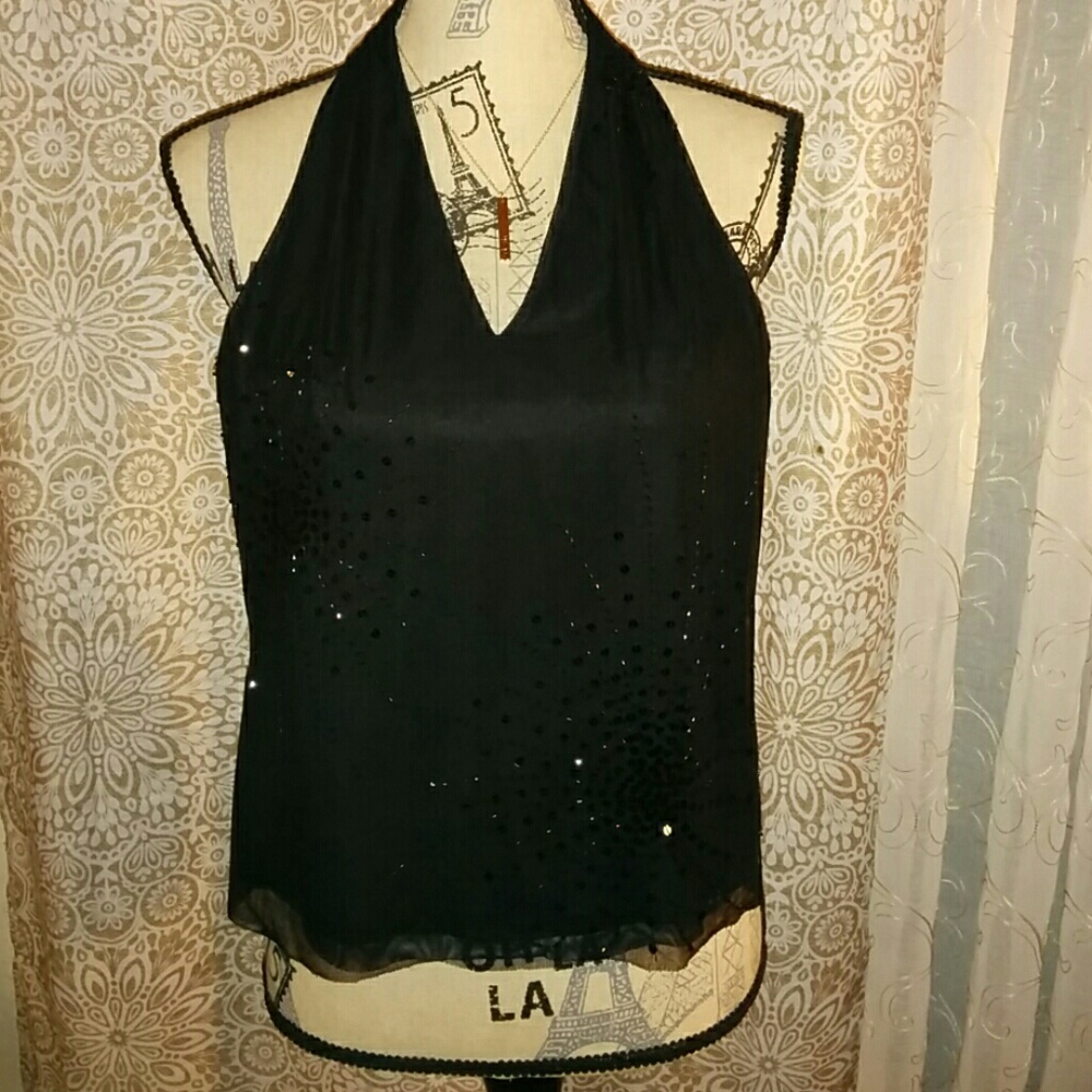 BCBG Maxazria Sequin Halter Top
