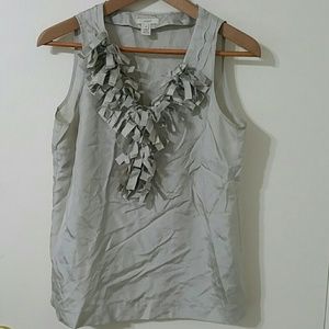 J.crew ruffle silk v neck sleeveless blouse