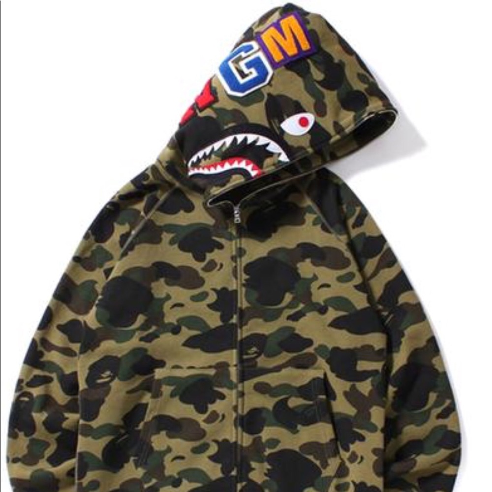 1st camo shark bape zip up hoodie 🔥