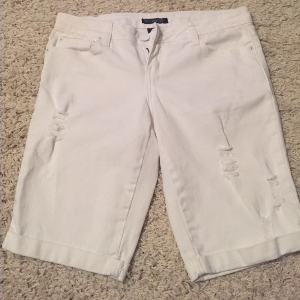 White jean shorts