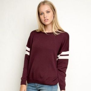 Brandy Melville burgandy sweater w/white stripes