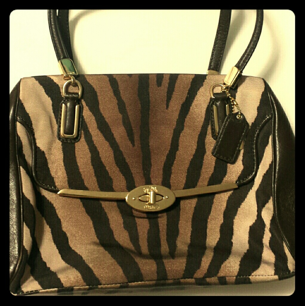Coach Madeline Zebra striped Satchel handbag