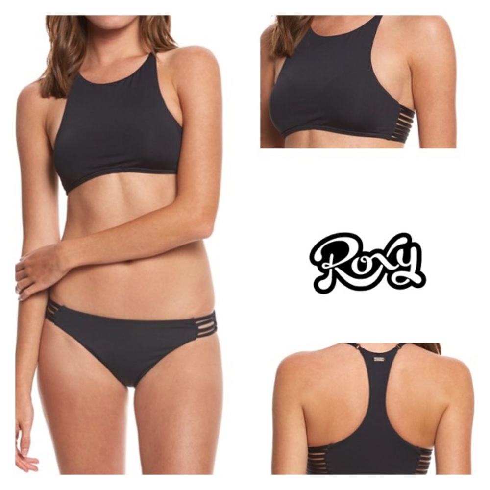 Roxy Black Strappy Love ❤️ Crop Top Bikini