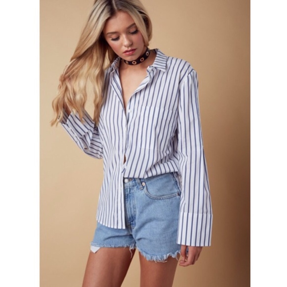 NWT Flared Sleeve Striped Button Down