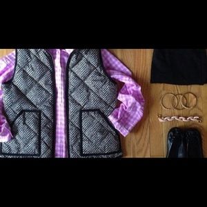 J. Crew "The Perfect Shirt" Purple Gingham, Size 2