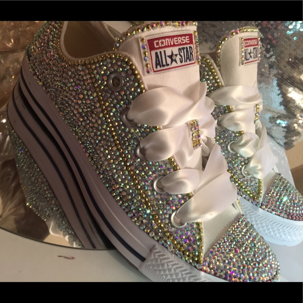 Custom Bling Converse w/gold trim (Made to Order)