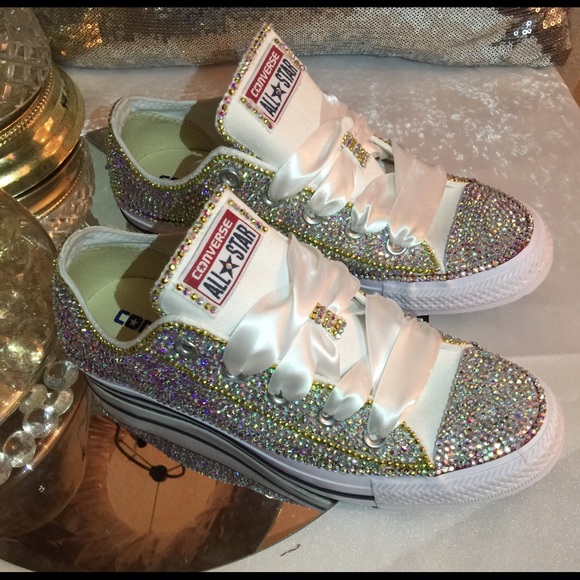 Custom Bling Converse w/gold trim (Made to Order) - Picture 3 of 5