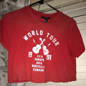 red short sleeve crop top