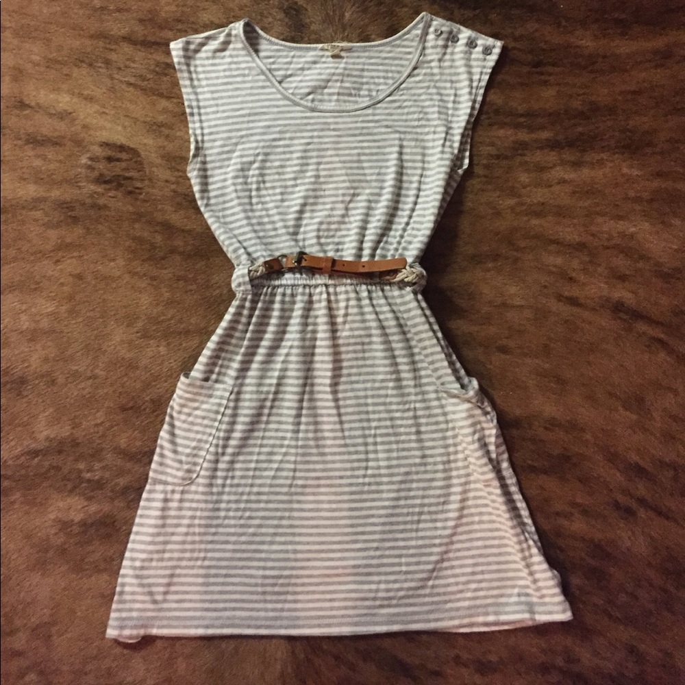 Heather grey and white striped summer dress