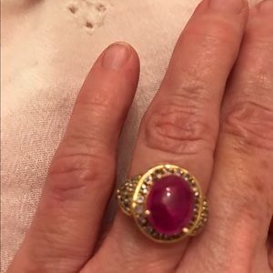 Pink brush gold ring with beautiful pink stone