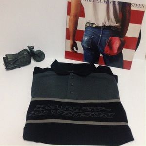 Harley Davidson black and gray embroidered polo