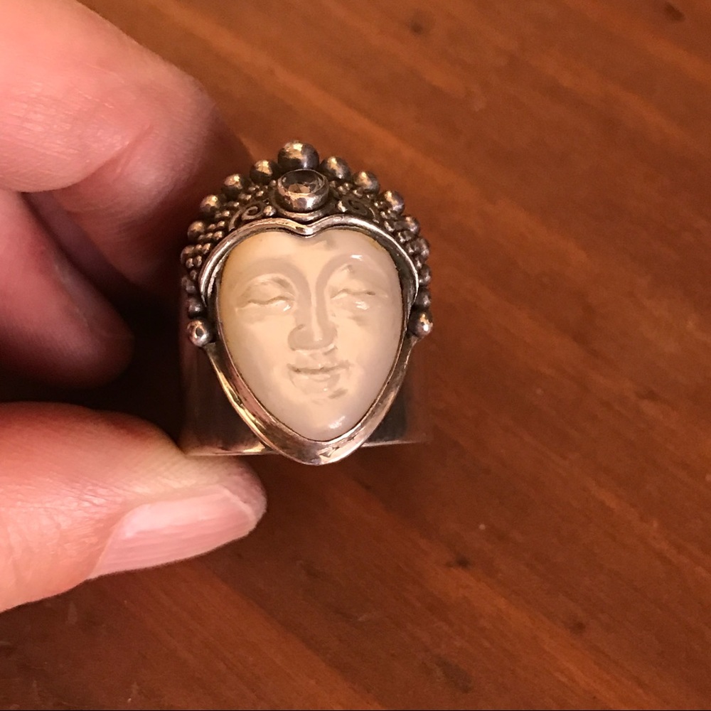 Quran Yin Mother Of Pearl Iolite Sterling Ring - Picture 6 of 6