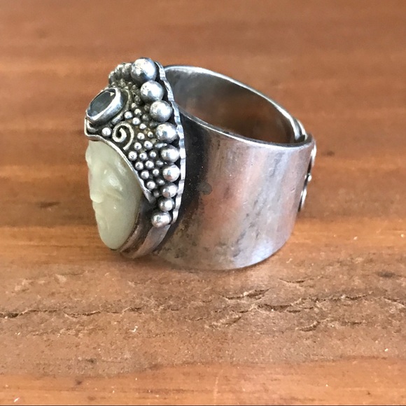 Quran Yin Mother Of Pearl Iolite Sterling Ring - Picture 3 of 6