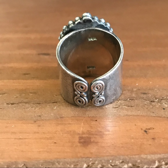 Quran Yin Mother Of Pearl Iolite Sterling Ring - Picture 5 of 6