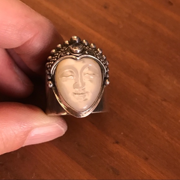 Quran Yin Mother Of Pearl Iolite Sterling Ring - Picture 6 of 6