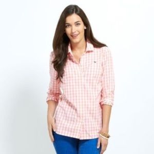 Vineyard Vines Women's Coral Gingham Shirt, Size 0