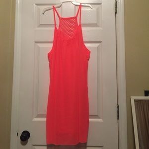 Hot pink spaghetti trap dress w/ decorative back