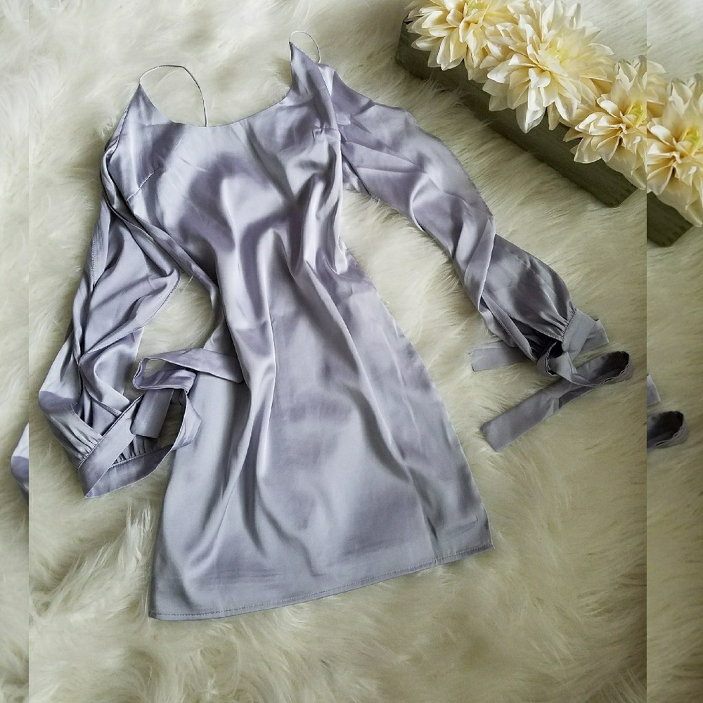 Silver satin dress XS-S