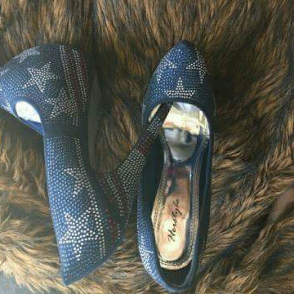 Cowgirl fan stilettos /blue with stars