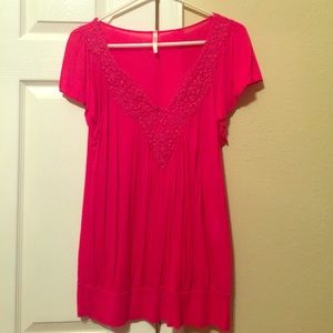 Rue21 XL pink blouse with lacy front. Flowy.