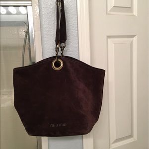 Brown Leather Miu Miu Bucket Handbag