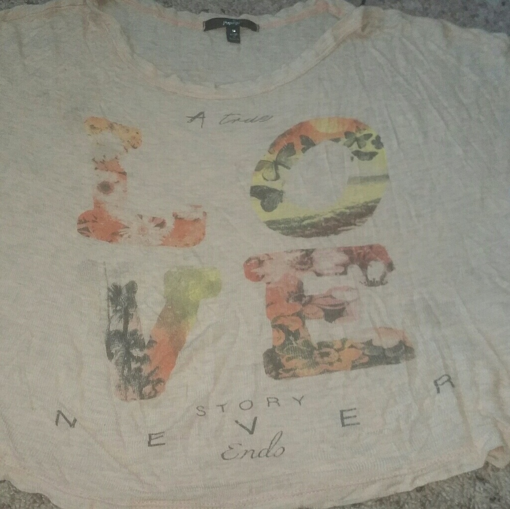 LOVE NEVER ENDS Tan Belly Beach Top