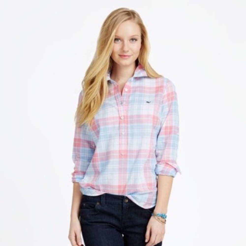 Vineyard Vines Popover Island Plaid Shirt, Size 0