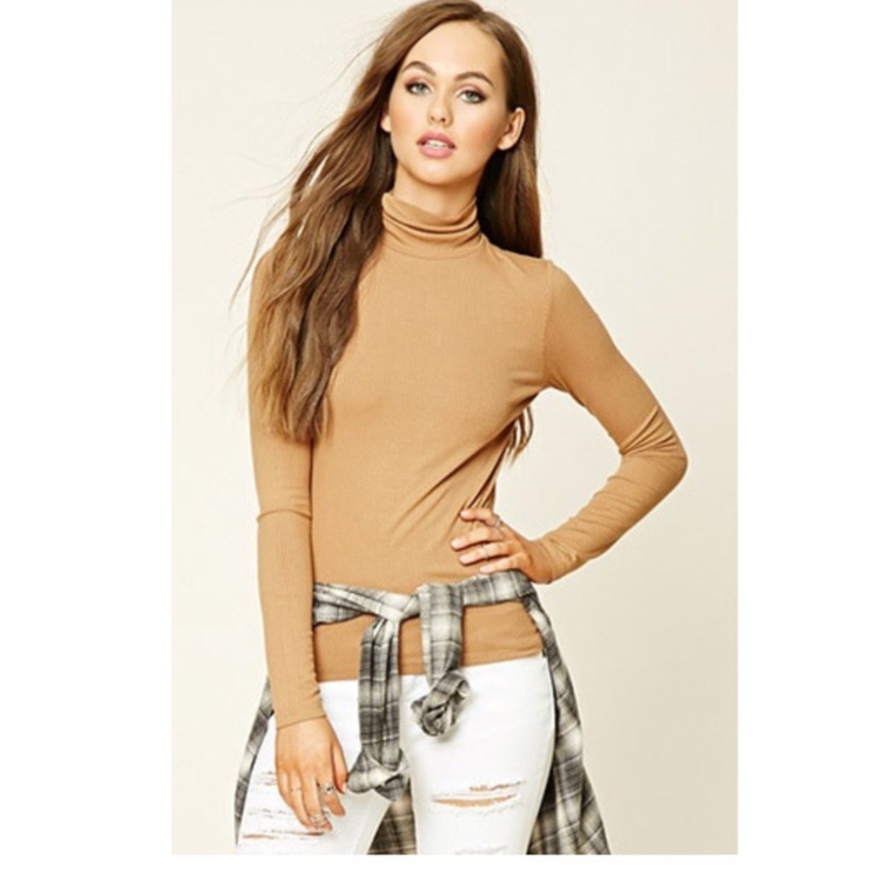 Ribbed Knit Turtleneck Top