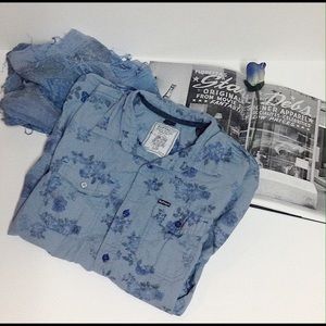 Buffalo light blue floral button down