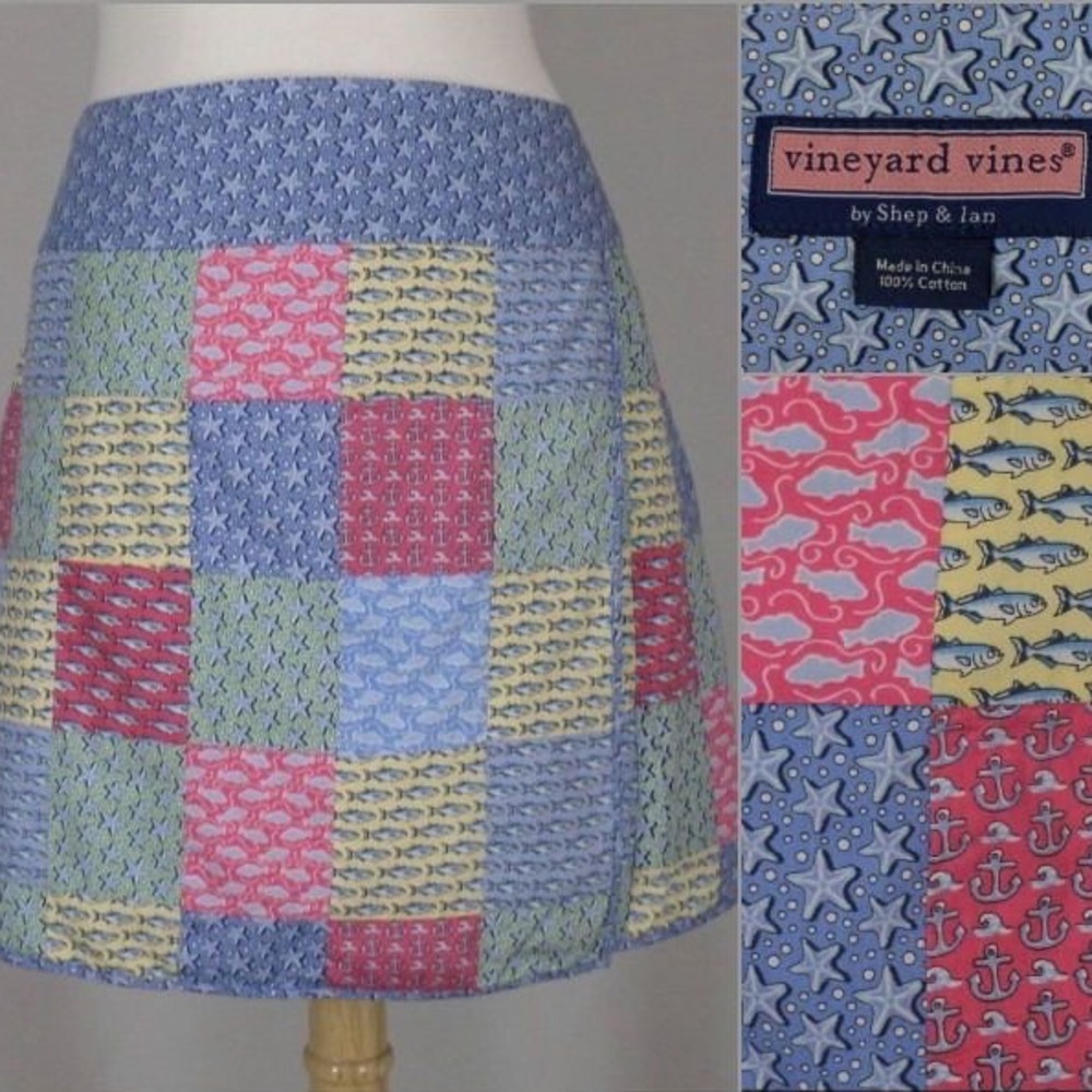 Vineyard Vines Wrap Skirt Starfish Patchwork, 0