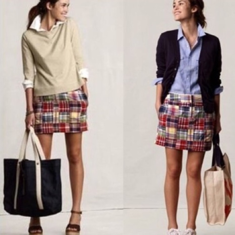 J. Crew Madras Plaid Mini Skirt, Size 0