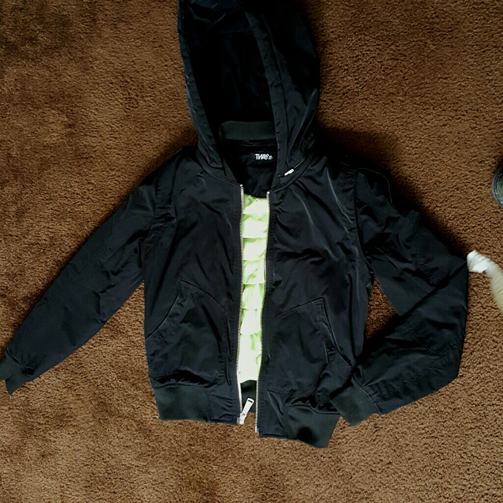 TNA Black Hooded Bomber Style Jacket