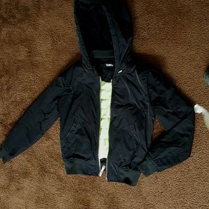 TNA Black Hooded Bomber Style Jacket