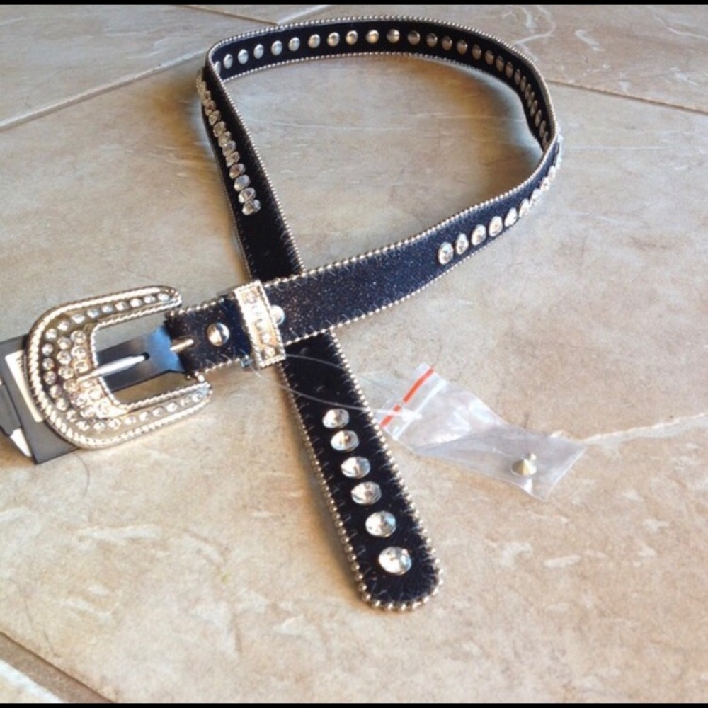 Black Rhinestone Bling Belt