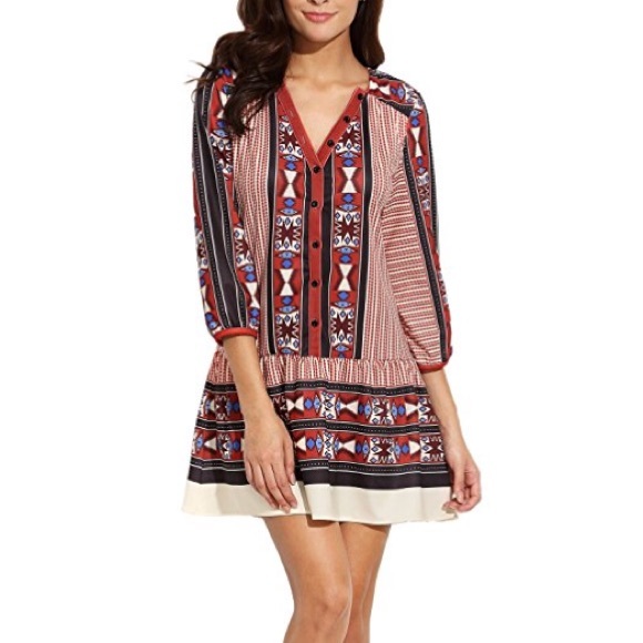 🆕 Cute Bohemian Red Print Dress - Picture 2 of 6