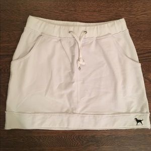 'The Black Dog' White Drawstring Mini Skirt Small