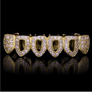 Gold Plated Bottom Side CZ Hollow Bottom Grillz