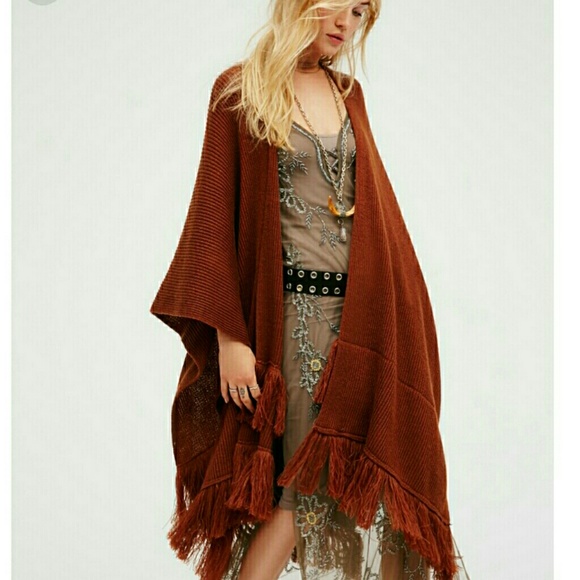 Free People Accessories - Free People Solstice Ribbed Fringe Kimono 1Sz NWT