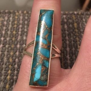 Stunning Copper Blue Turquoise 925SS ring size 5.5