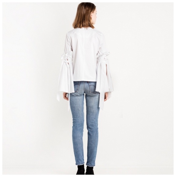 White Ruffle Sleeve Top - Picture 4 of 5