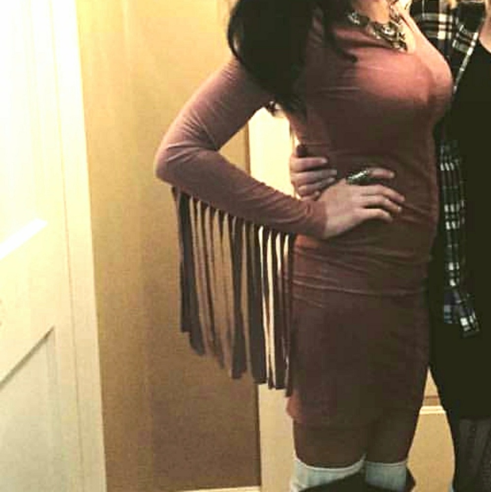 Mauve Suede Form Fitting Dress